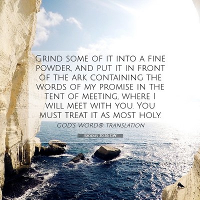 Picture 07 - Exodus 30:36 GW - Grind some of it into a fine powder, and put it - Bible Verse Picture
