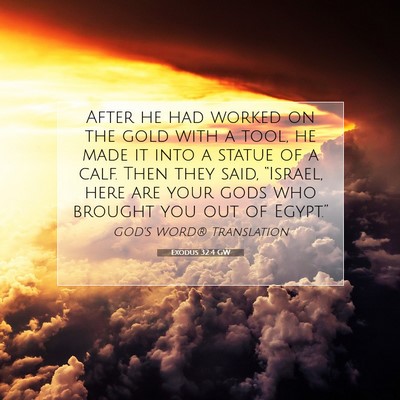 Picture 07 - Exodus 32:4 GW - After he had worked on the gold with a tool, he - Bible Verse Picture