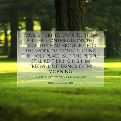 Picture 07 - Exodus 36:3 GW - Moses turned over to them all the contributions - Bible Verse Picture
