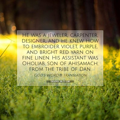 Picture 07 - Exodus 38:23 GW - He was a jeweler, carpenter, designer, and he - Bible Verse Picture