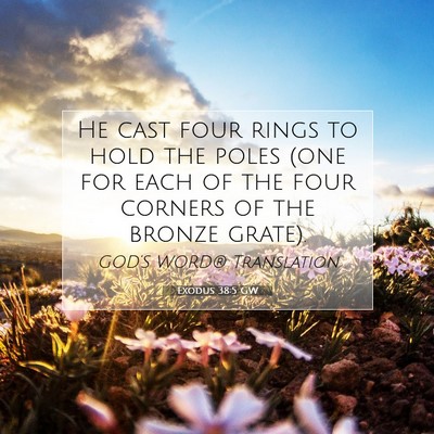 Picture 07 - Exodus 38:5 GW - He cast four rings to hold the poles (one for - Bible Verse Picture