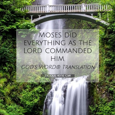 Picture 07 - Exodus 40:16 GW - Moses did everything as the Lord commanded - Bible Verse Picture