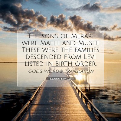 Picture 07 - Exodus 6:19 GW - The sons of Merari were Mahli and Mushi. These - Bible Verse Picture
