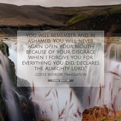 Picture 07 - Ezekiel 16:63 GW - You will remember and be ashamed. You will never - Bible Verse Picture
