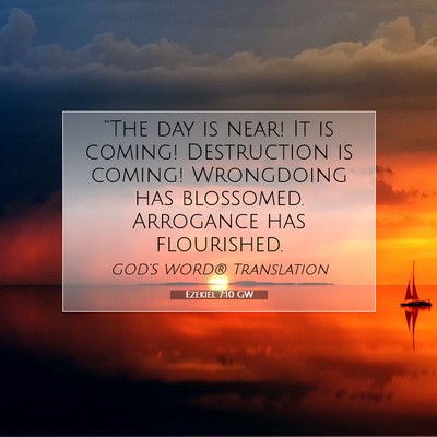 Picture 07 - Ezekiel 7:10 GW - “The day is near! It is coming! Destruction is - Bible Verse Picture