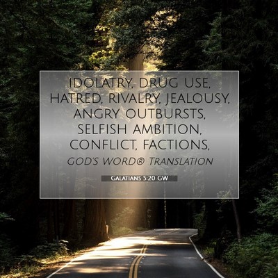 Picture 07 - Galatians 5:20 GW - idolatry, drug use, hatred, rivalry, jealousy, - Bible Verse Picture