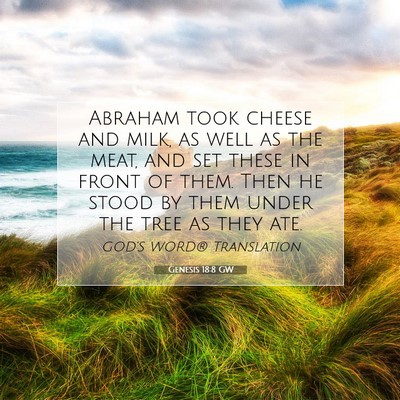 Picture 07 - Genesis 18:8 GW - Abraham took cheese and milk, as well as the - Bible Verse Picture