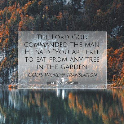 Picture 07 - Genesis 2:16 GW - The Lord God commanded the man. He said, “You - Bible Verse Picture