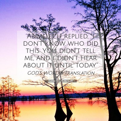 Picture 07 - Genesis 21:26 GW - Abimelech replied, “I don’t know who did - Bible Verse Picture