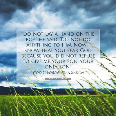 Picture 07 - Genesis 22:12 GW - “Do not lay a hand on the boy,” he said. - Bible Verse Picture