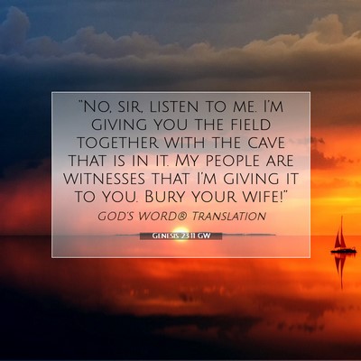 Picture 07 - Genesis 23:11 GW - “No, sir, listen to me. I’m giving you the - Bible Verse Picture