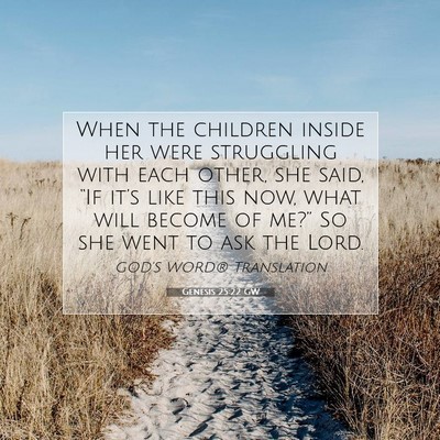 Picture 07 - Genesis 25:22 GW - When the children inside her were struggling with - Bible Verse Picture