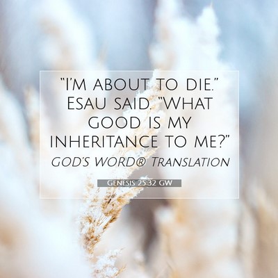 Picture 07 - Genesis 25:32 GW - “I’m about to die.” Esau said. “What good - Bible Verse Picture