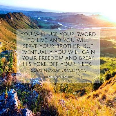 Picture 07 - Genesis 27:40 GW - You will use your sword to live, and you will - Bible Verse Picture