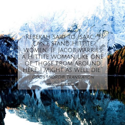 Picture 07 - Genesis 27:46 GW - Rebekah said to Isaac, “I can’t stand Hittite - Bible Verse Picture