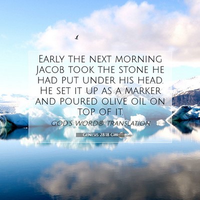 Picture 07 - Genesis 28:18 GW - Early the next morning Jacob took the stone he - Bible Verse Picture