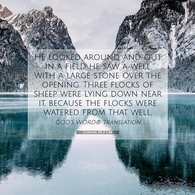 Picture 07 - Genesis 29:2 GW - He looked around, and out in a field he saw a - Bible Verse Picture