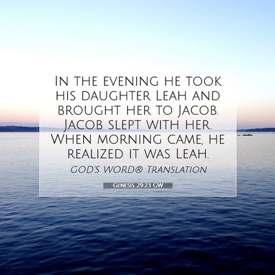 Picture 07 - Genesis 29:23 GW - In the evening he took his daughter Leah and - Bible Verse Picture