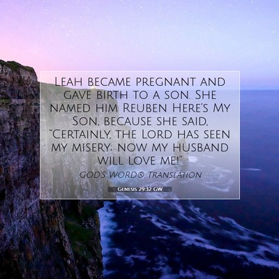 Picture 07 - Genesis 29:32 GW - Leah became pregnant and gave birth to a son. She - Bible Verse Picture