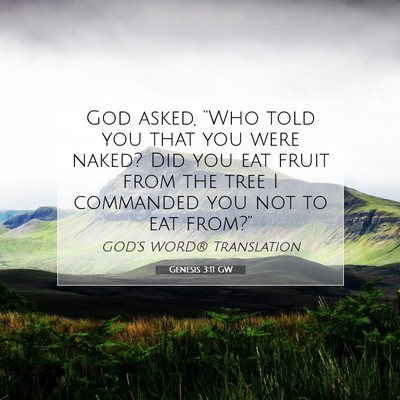 Picture 07 - Genesis 3:11 GW - God asked, “Who told you that you were naked? - Bible Verse Picture
