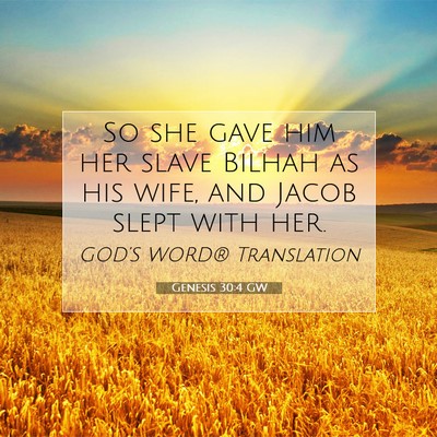 Picture 07 - Genesis 30:4 GW - So she gave him her slave Bilhah as his wife, and - Bible Verse Picture
