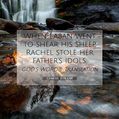 Picture 07 - Genesis 31:19 GW - When Laban went to shear his sheep, Rachel stole - Bible Verse Picture
