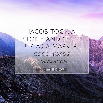 Picture 07 - Genesis 31:45 GW - Jacob took a stone and set it up as a - Bible Verse Picture
