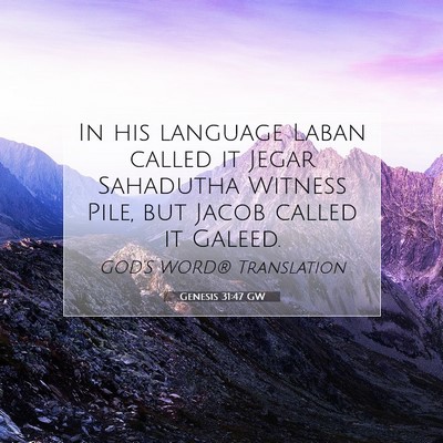 Picture 07 - Genesis 31:47 GW - In his language Laban called it Jegar Sahadutha - Bible Verse Picture