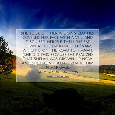 Picture 07 - Genesis 38:14 GW - she took off her widow’s clothes, covered her - Bible Verse Picture