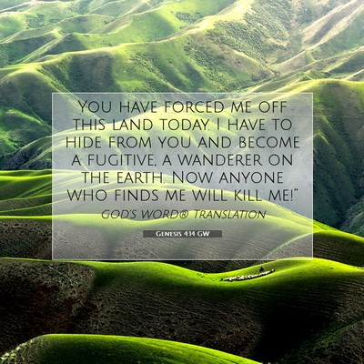 Picture 07 - Genesis 4:14 GW - You have forced me off this land today. I have to - Bible Verse Picture