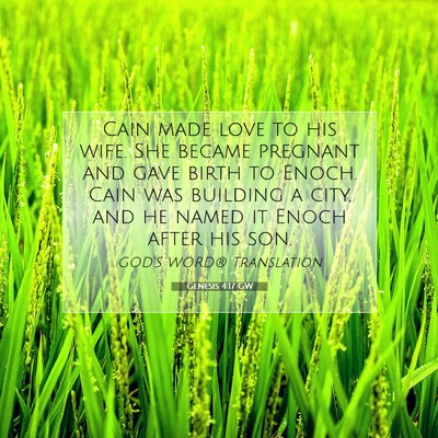 Picture 07 - Genesis 4:17 GW - Cain made love to his wife. She became pregnant - Bible Verse Picture