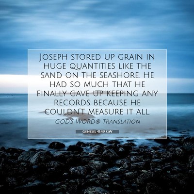 Picture 07 - Genesis 41:49 GW - Joseph stored up grain in huge quantities like - Bible Verse Picture