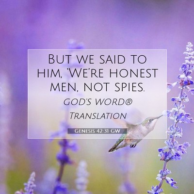 Picture 07 - Genesis 42:31 GW - But we said to him, ‘We’re honest men, not - Bible Verse Picture