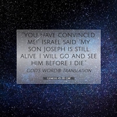 Picture 07 - Genesis 45:28 GW - “You have convinced me!” Israel said. “My - Bible Verse Picture