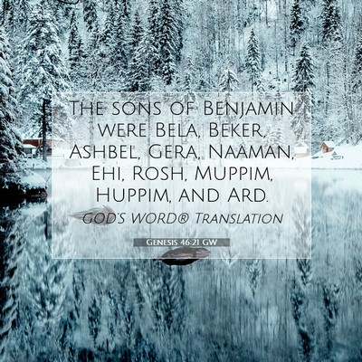 Picture 07 - Genesis 46:21 GW - The sons of Benjamin were Bela, Beker, Ashbel, - Bible Verse Picture