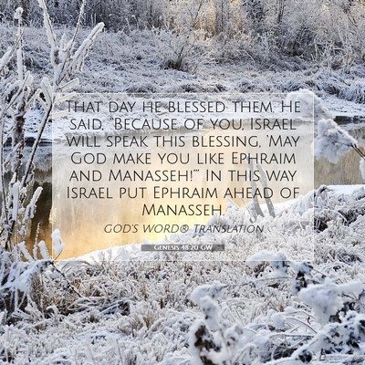 Picture 07 - Genesis 48:20 GW - That day he blessed them. He said, “Because of - Bible Verse Picture