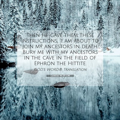 Picture 07 - Genesis 49:29 GW - Then he gave them these instructions, “I am - Bible Verse Picture