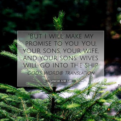 Picture 07 - Genesis 6:18 GW - “But I will make my promise to you. You, your - Bible Verse Picture