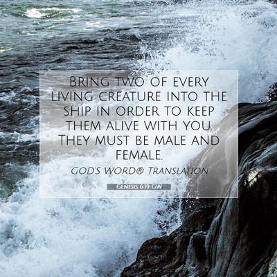 Picture 07 - Genesis 6:19 GW - Bring two of every living creature into the ship - Bible Verse Picture