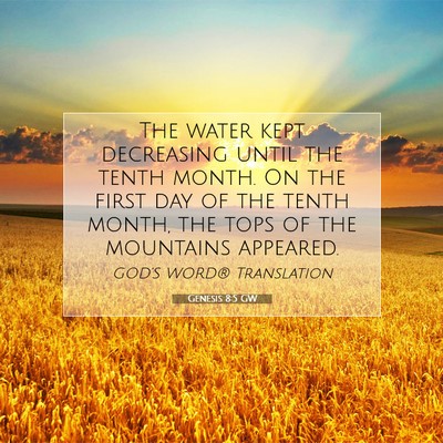 Picture 07 - Genesis 8:5 GW - The water kept decreasing until the tenth month. - Bible Verse Picture