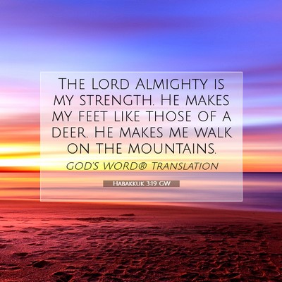 Picture 07 - Habakkuk 3:19 GW - The Lord Almighty is my strength. He makes my - Bible Verse Picture