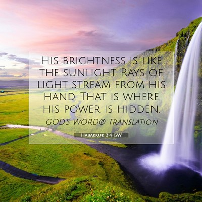 Picture 07 - Habakkuk 3:4 GW - His brightness is like the sunlight. Rays of - Bible Verse Picture
