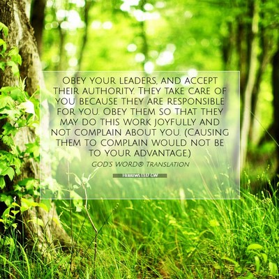 Picture 07 - Hebrews 13:17 GW - Obey your leaders, and accept their authority. - Bible Verse Picture