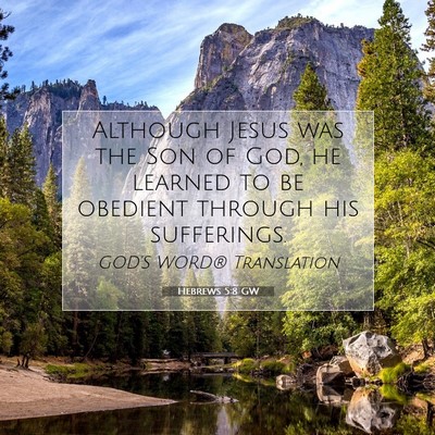 Picture 07 - Hebrews 5:8 GW - Although Jesus was the Son of God, he learned to - Bible Verse Picture