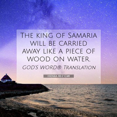 Picture 07 - Hosea 10:7 GW - The king of Samaria will be carried away like a - Bible Verse Picture