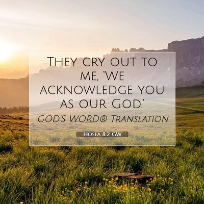 Picture 07 - Hosea 8:2 GW - They cry out to me, ‘We acknowledge you as our - Bible Verse Picture