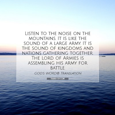 Picture 07 - Isaiah 13:4 GW - Listen to the noise on the mountains. It is like - Bible Verse Picture