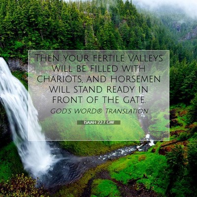 Picture 07 - Isaiah 22:7 GW - Then your fertile valleys will be filled with - Bible Verse Picture