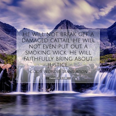 Picture 07 - Isaiah 42:3 GW - He will not break off a damaged cattail. He will - Bible Verse Picture