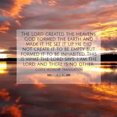 Picture 07 - Isaiah 45:18 GW - The Lord created the heavens. God formed the - Bible Verse Picture